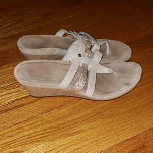 UGG tan leather wedge sandals